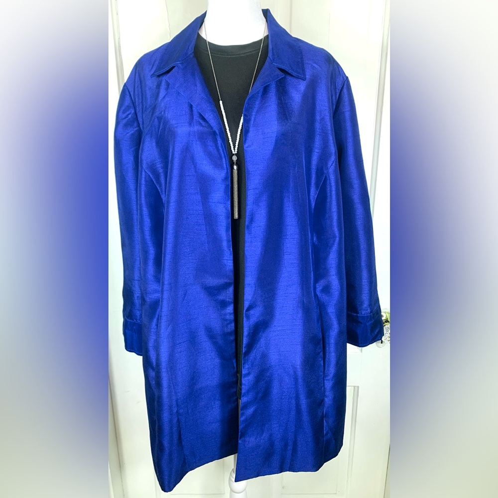 Chico’s Open Front Metallic Cobalt Blue Jacket/Blazer w/ Pockets